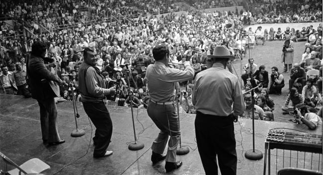 Nathan Abshire and the Balfa Brothers play at Blackham Colliseum in 1974 at what has become the first Festivals Acadiens et Creoles.