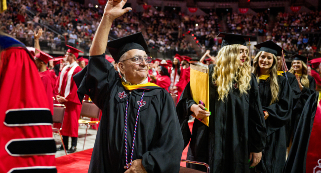 Gordon Eatley headed to the stage at graduation