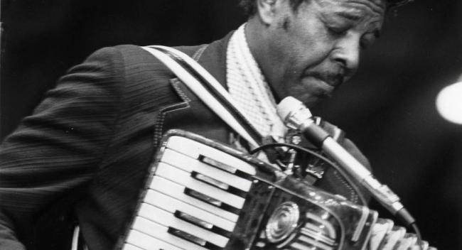 Clifton Chenier plays the first "Tribute to Cajun Music," a 1974 concert in Blackham Coliseum that later became Festival Acadiens et Creole.