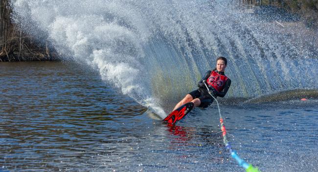 Kennedy Hansen, waterskiing. 