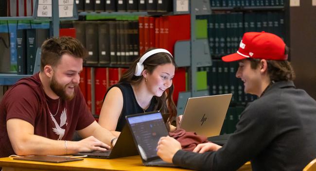 Students study in library