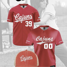 2 Red Cajun's Jerseys and a Cajun's baseball cap