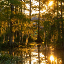 A scenic shot of Cyprus lake as the sun sets