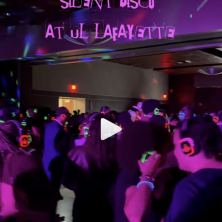 UL students dance with glow in the dark headphones, "Silent Disco at UL Lafayette"