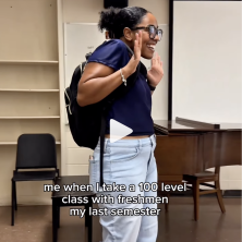 UL student is bashful as she enters a classroom full of freshmen