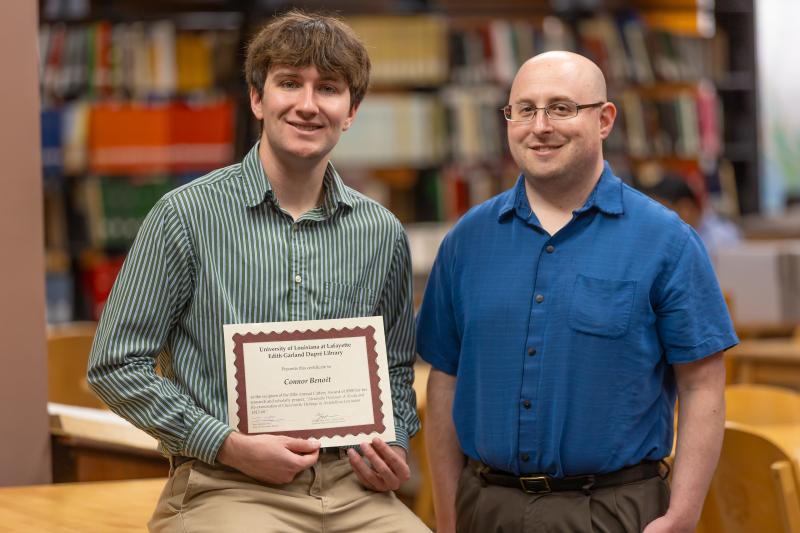 Connor Benoit is winner of 2026 Jefferson Caffery Research Award