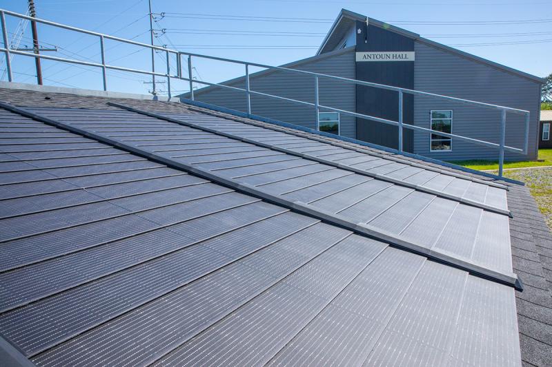 solar panels outside Antoun Hall