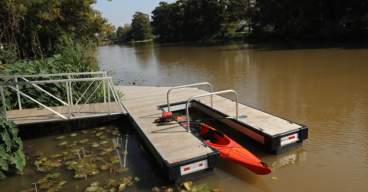 New floating docks on the Bayou Teche make it easier for paddlers, thanks to the Center for Louisiana Studies at UL Lafayette