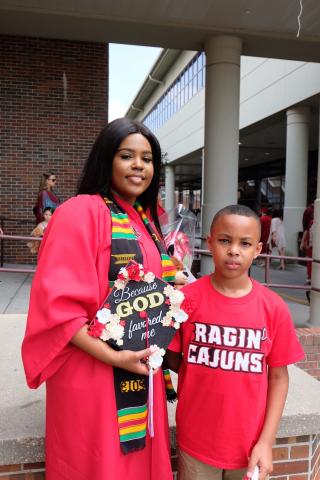 Kennette Toussaint with son Malcolm on her graduation day.