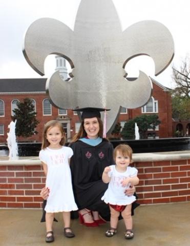 Lauren Menard, Abbeville High teacher and UL Lafayette graduate, with her two daughters.