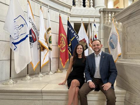 Casey Fontenot poses with a colleague at the state capitol. 
